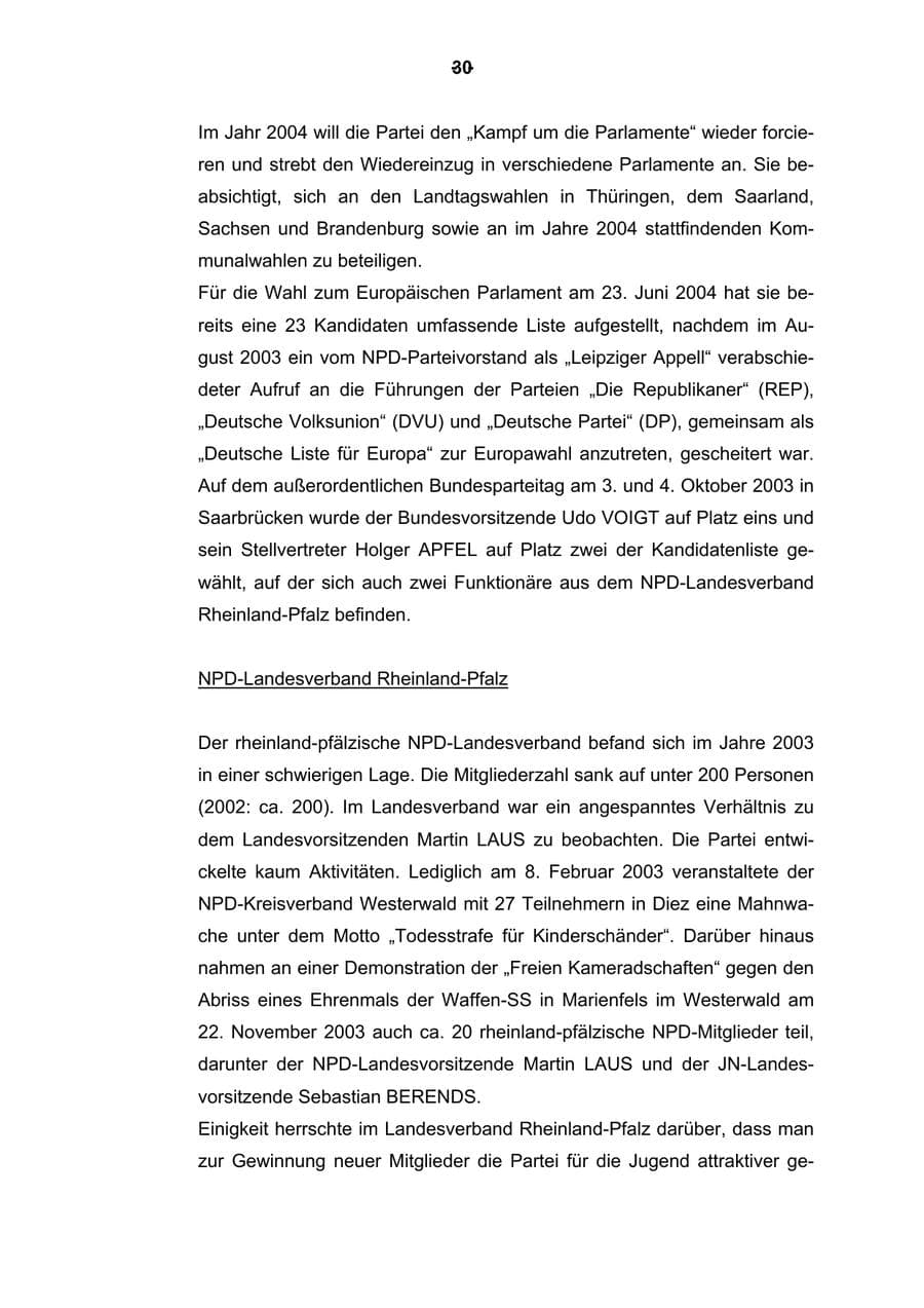 Seite 31 des Verfassungsschutzbericht 2003 Rheinland-Pfalz