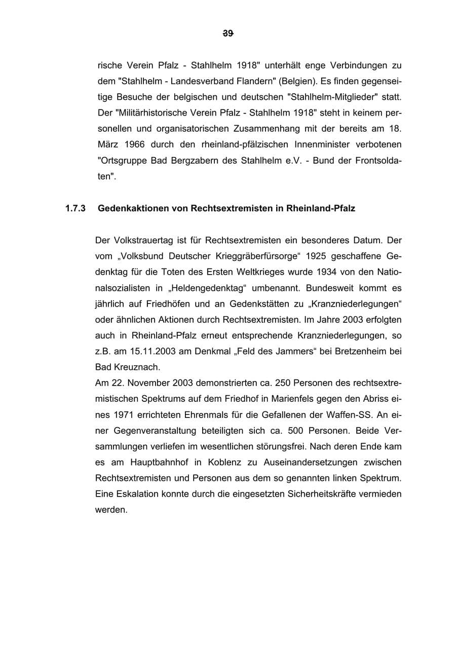 Seite 40 des Verfassungsschutzbericht 2003 Rheinland-Pfalz