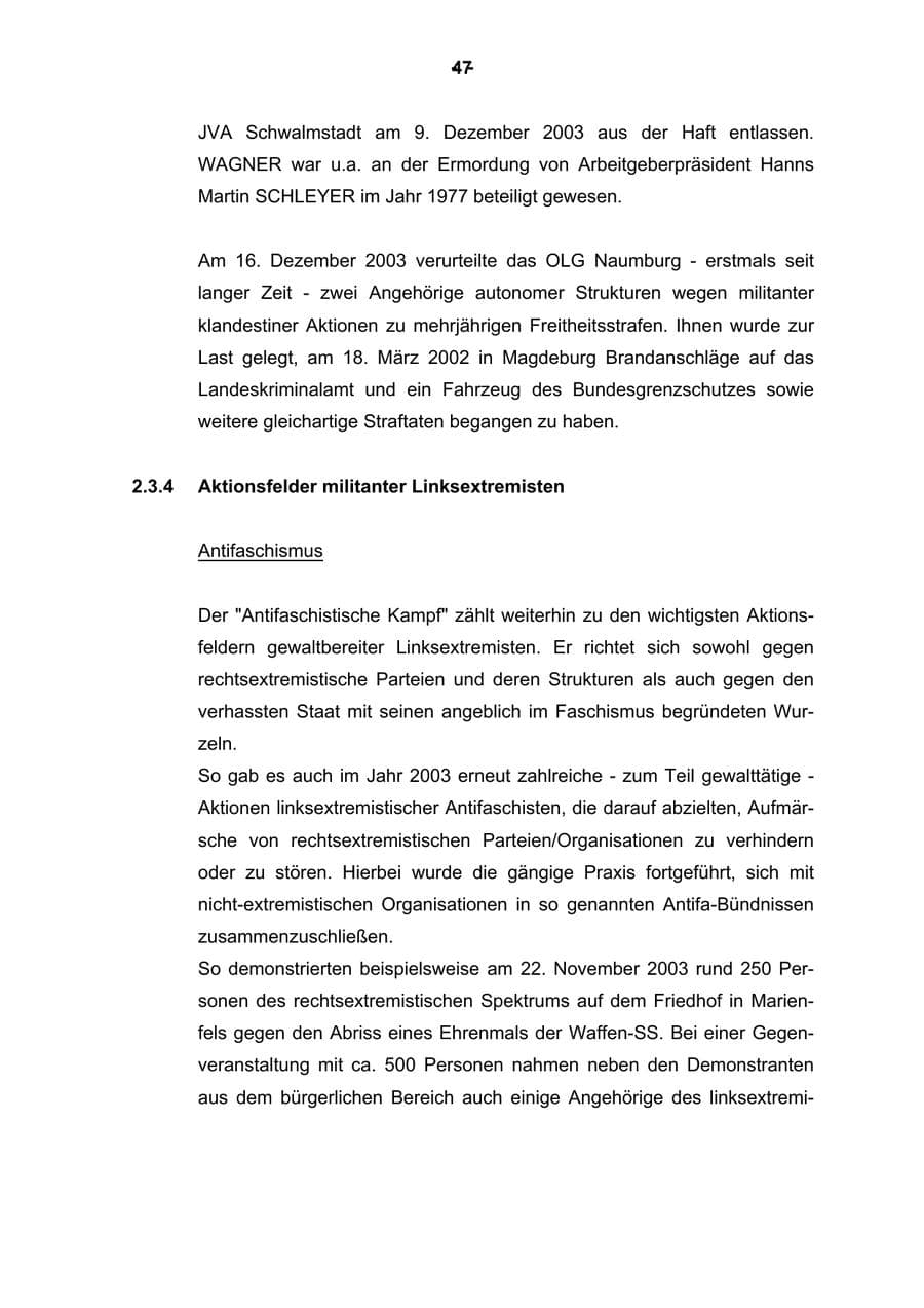 Seite 48 des Verfassungsschutzbericht 2003 Rheinland-Pfalz