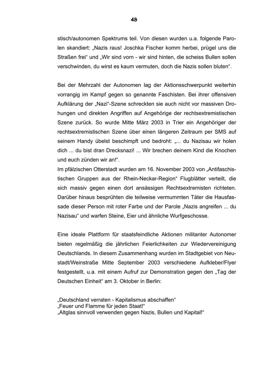Seite 49 des Verfassungsschutzbericht 2003 Rheinland-Pfalz