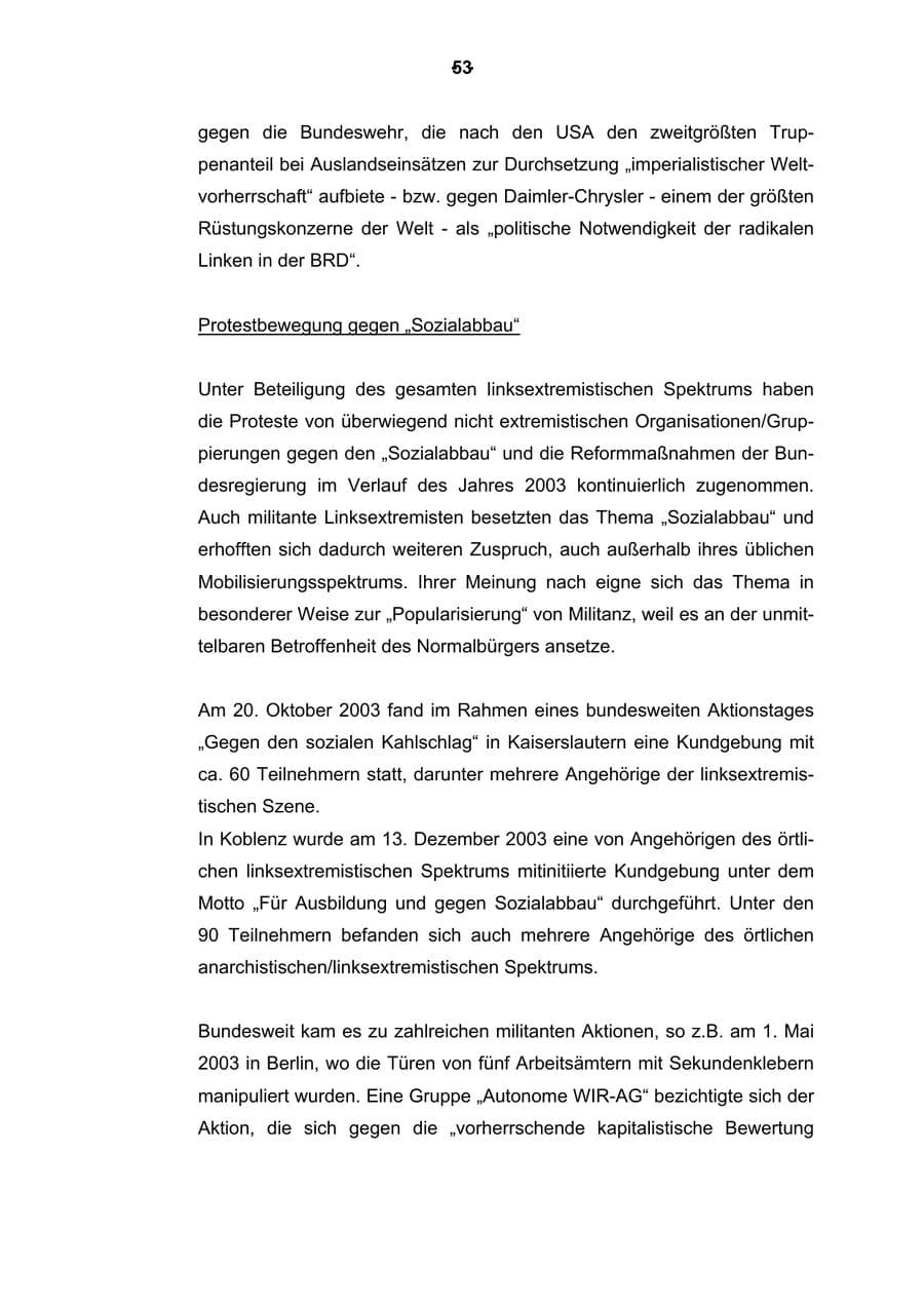 Seite 54 des Verfassungsschutzbericht 2003 Rheinland-Pfalz