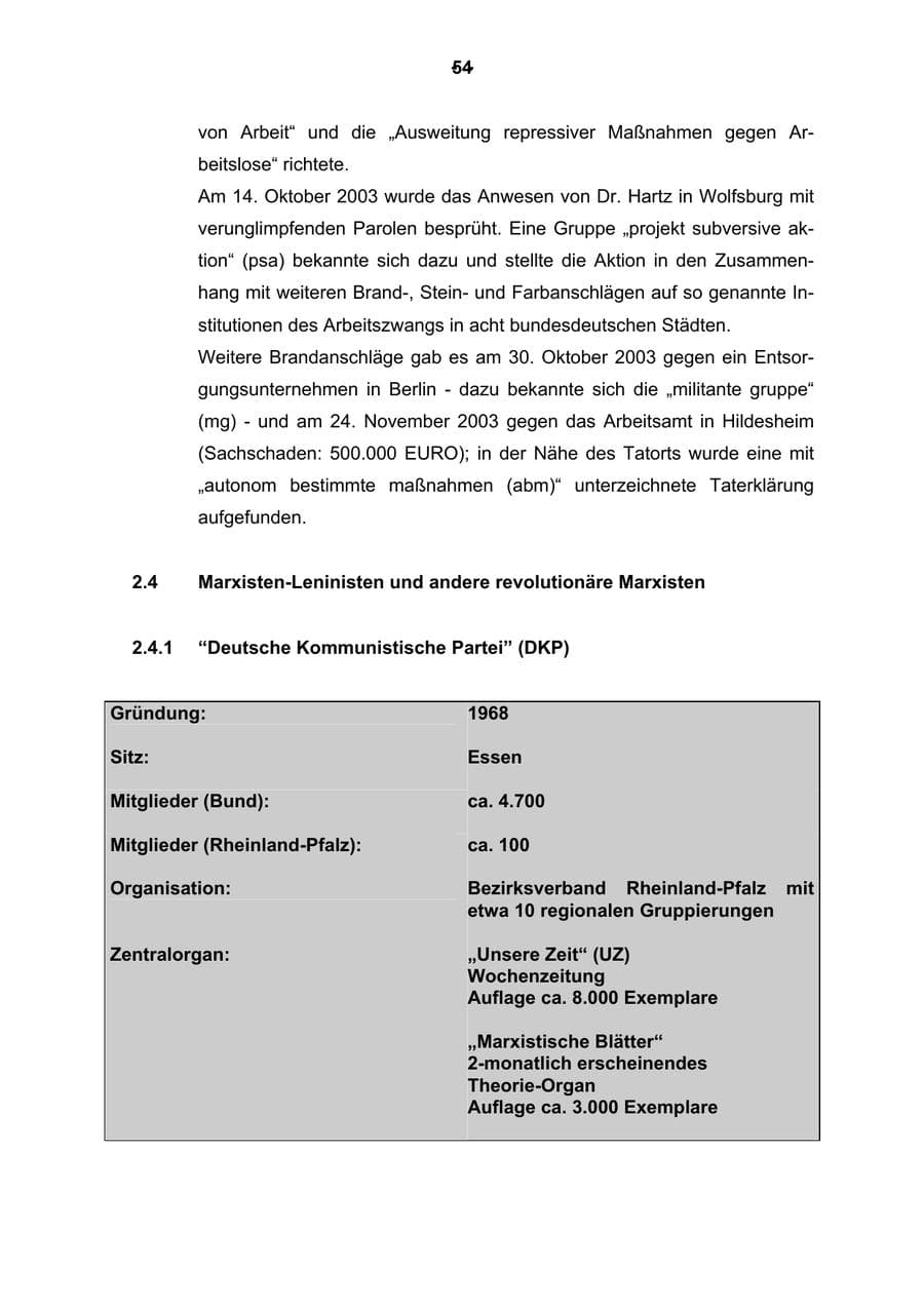 Seite 55 des Verfassungsschutzbericht 2003 Rheinland-Pfalz