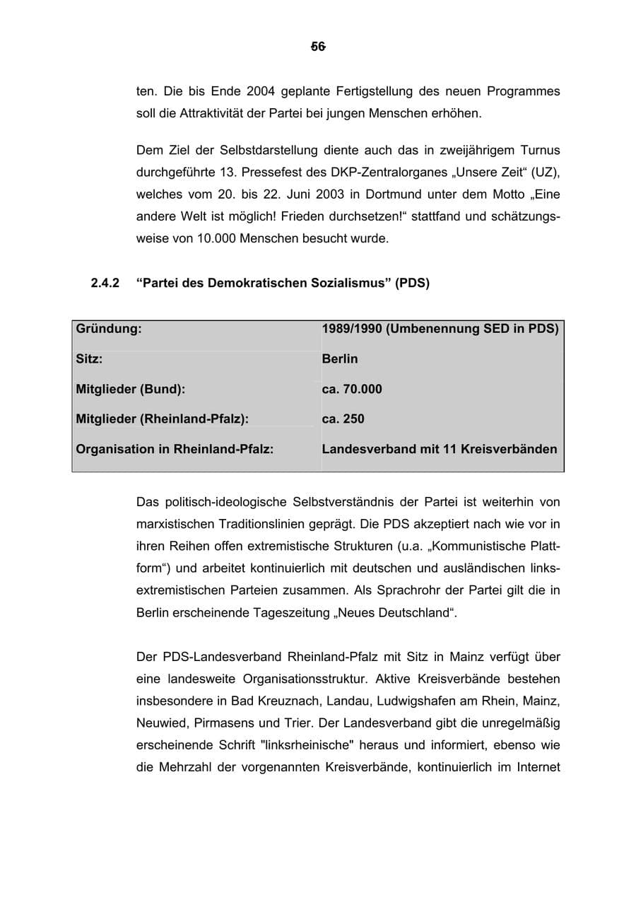 Seite 57 des Verfassungsschutzbericht 2003 Rheinland-Pfalz