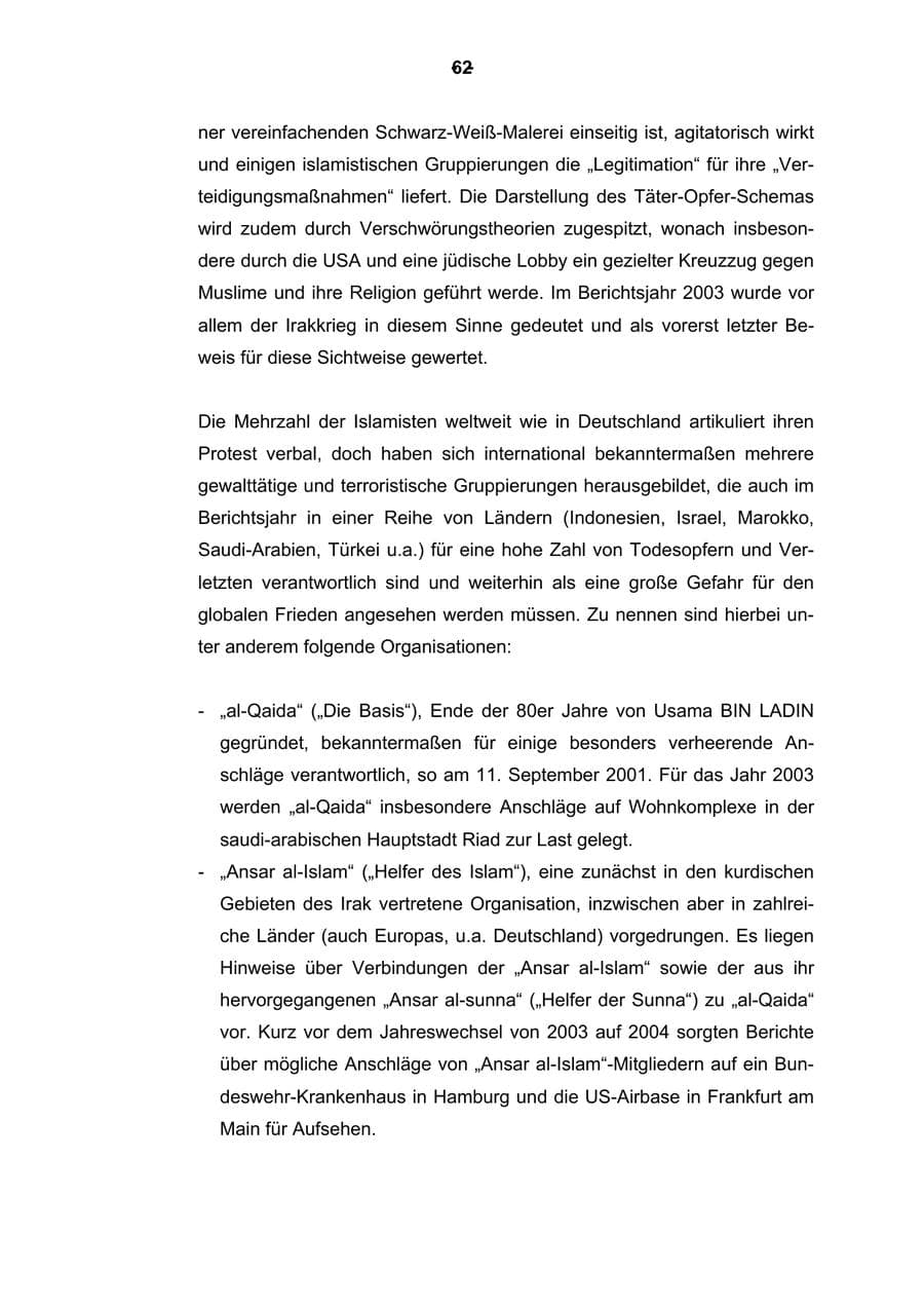 Seite 63 des Verfassungsschutzbericht 2003 Rheinland-Pfalz