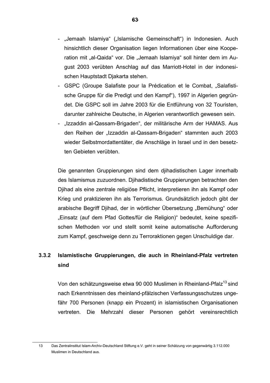 Seite 64 des Verfassungsschutzbericht 2003 Rheinland-Pfalz