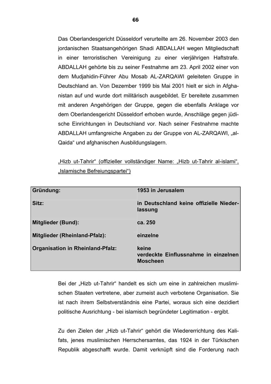 Seite 67 des Verfassungsschutzbericht 2003 Rheinland-Pfalz