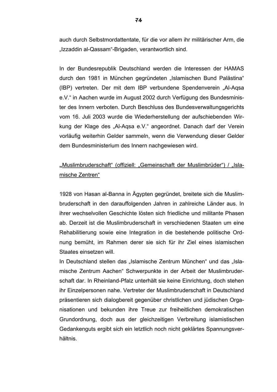 Seite 75 des Verfassungsschutzbericht 2003 Rheinland-Pfalz