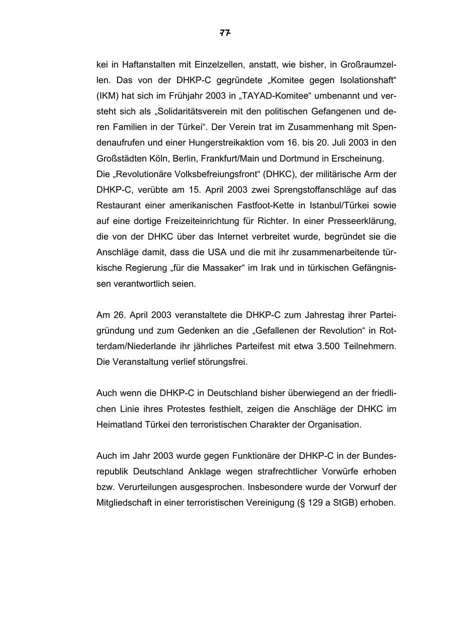 Seite 78 des Verfassungsschutzbericht 2003 Rheinland-Pfalz