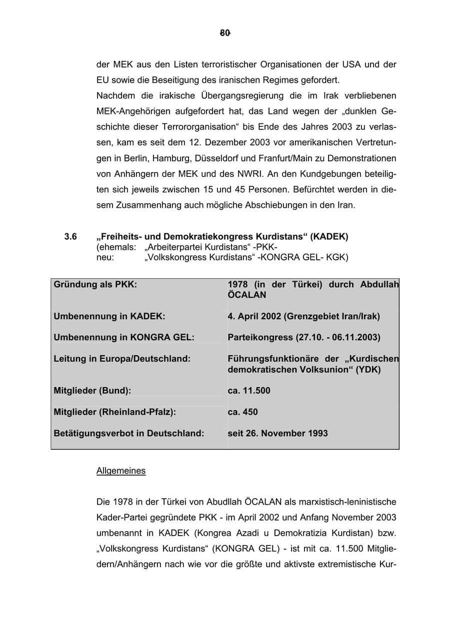 Seite 81 des Verfassungsschutzbericht 2003 Rheinland-Pfalz