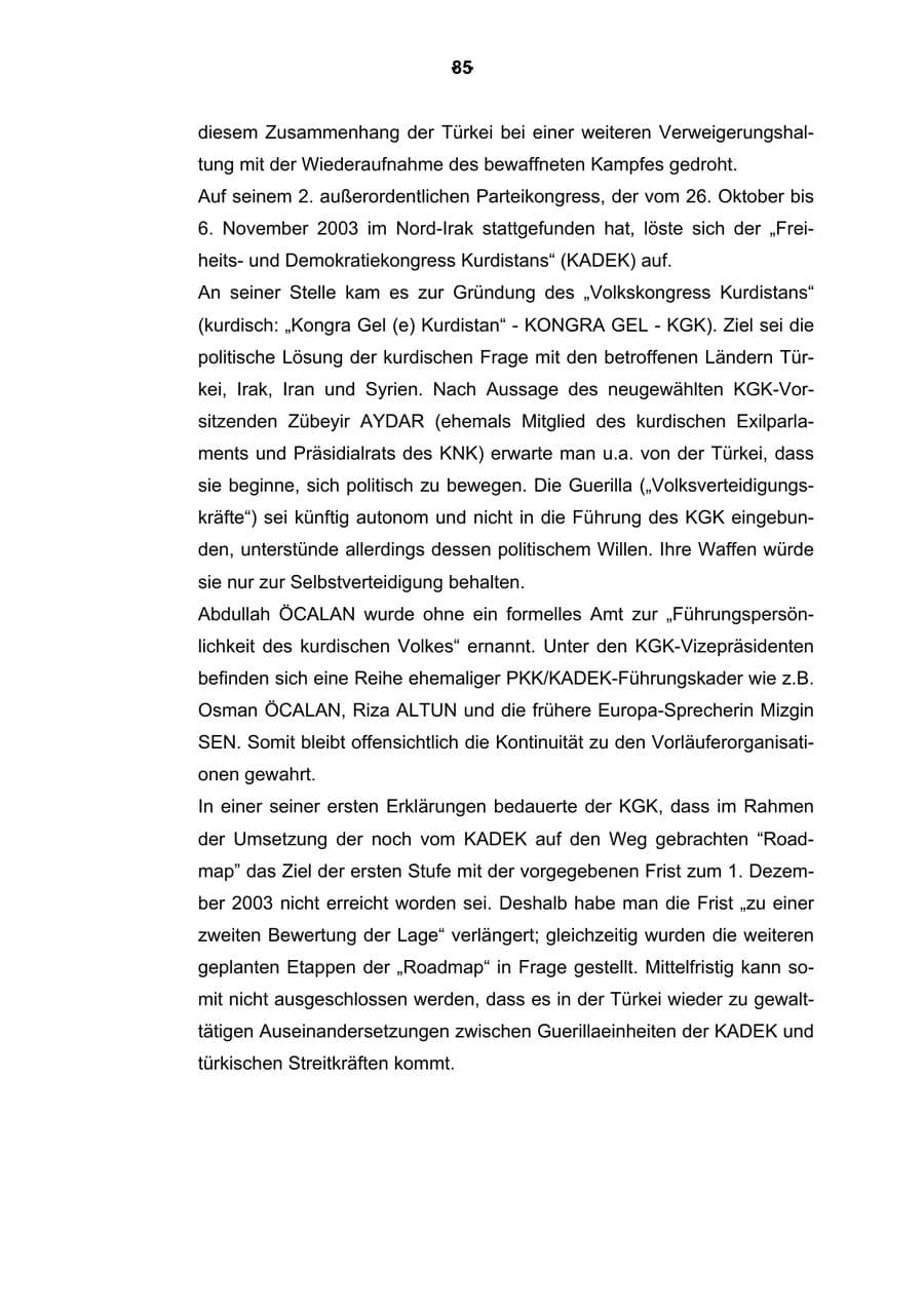Seite 86 des Verfassungsschutzbericht 2003 Rheinland-Pfalz