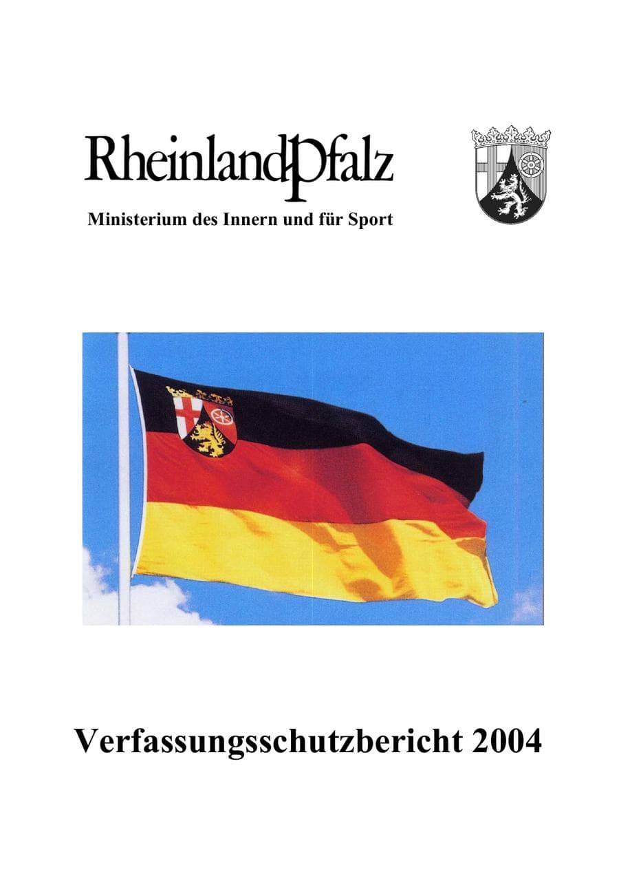 Seite 1 des Verfassungsschutzbericht 2004 Rheinland-Pfalz
