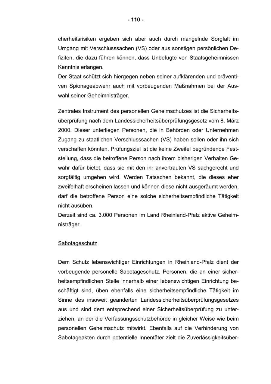 Seite 112 des Verfassungsschutzbericht 2004 Rheinland-Pfalz