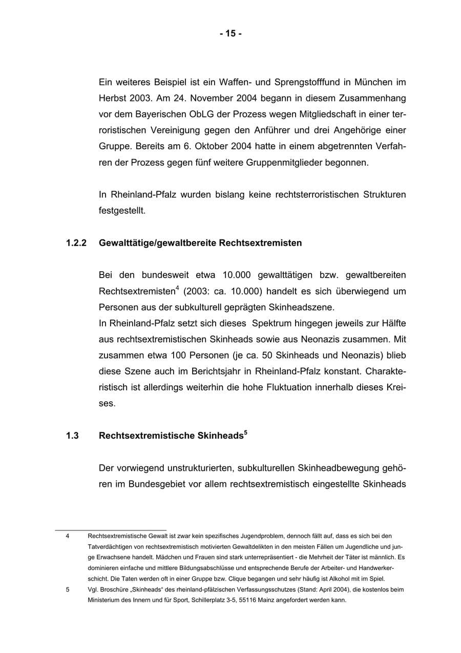 Seite 17 des Verfassungsschutzbericht 2004 Rheinland-Pfalz