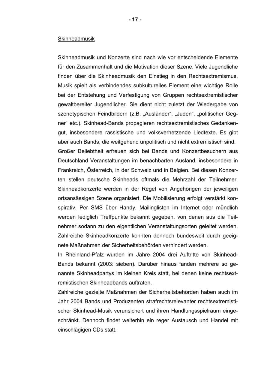 Seite 19 des Verfassungsschutzbericht 2004 Rheinland-Pfalz