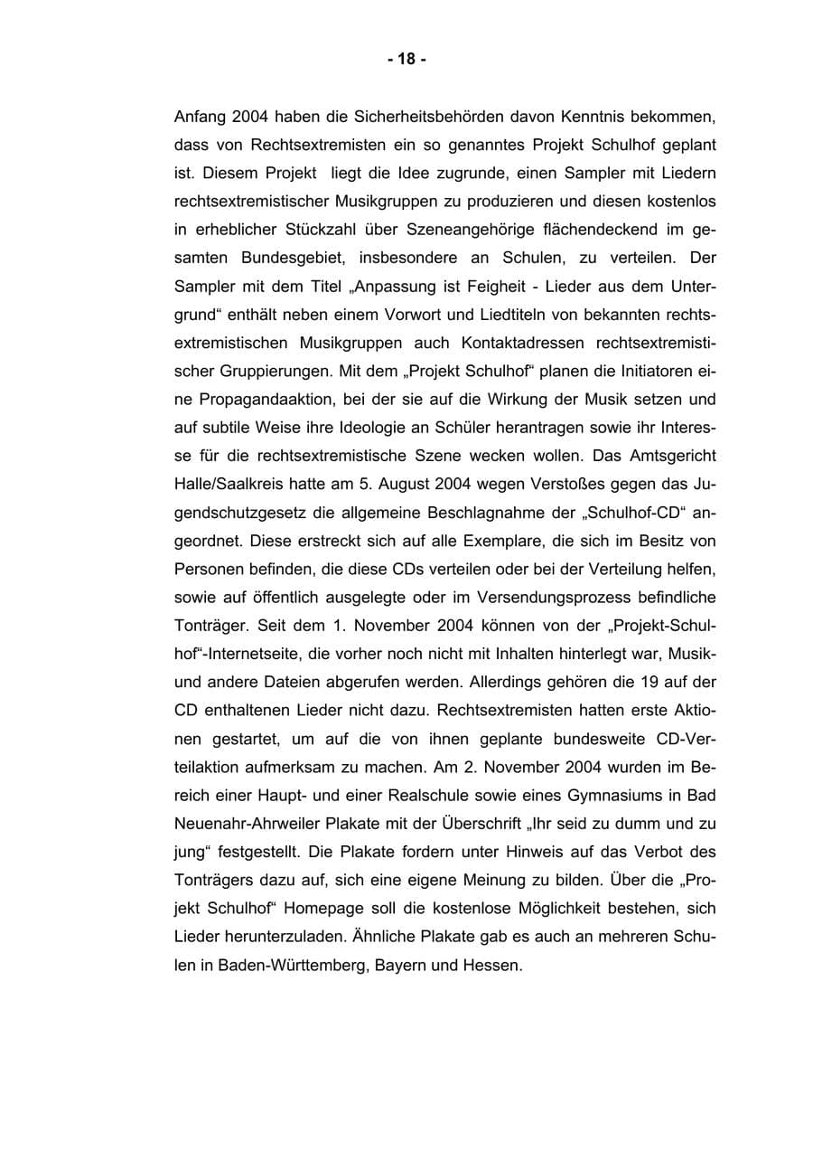 Seite 20 des Verfassungsschutzbericht 2004 Rheinland-Pfalz