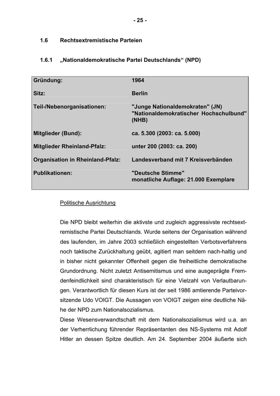 Seite 27 des Verfassungsschutzbericht 2004 Rheinland-Pfalz