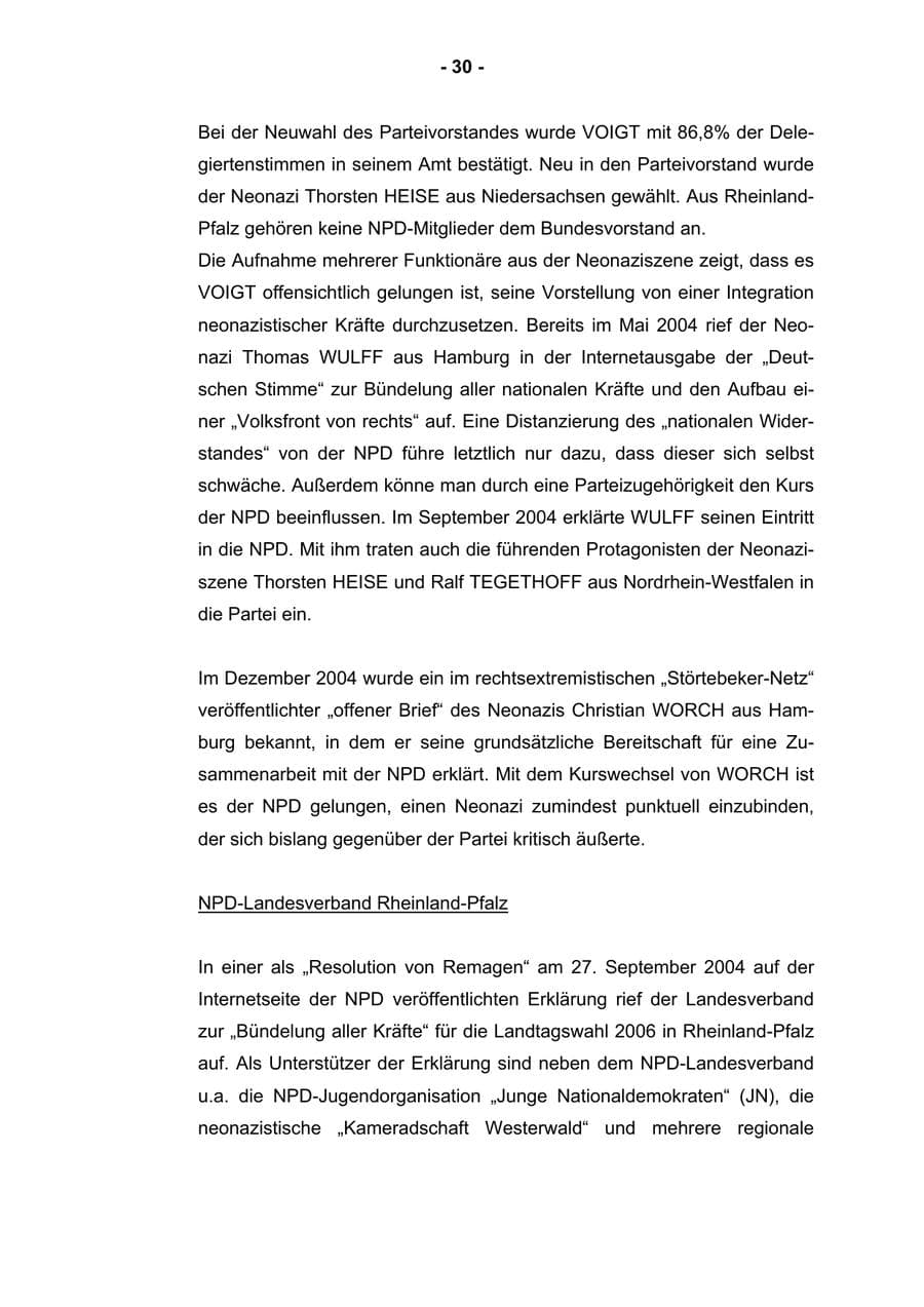 Seite 32 des Verfassungsschutzbericht 2004 Rheinland-Pfalz