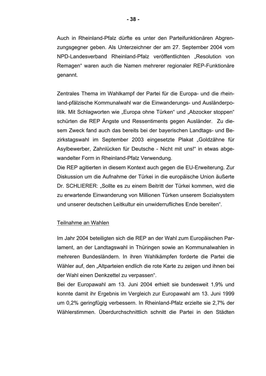 Seite 40 des Verfassungsschutzbericht 2004 Rheinland-Pfalz