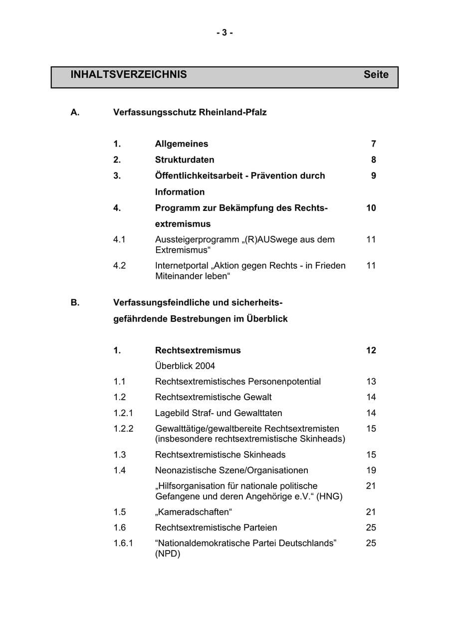 Seite 5 des Verfassungsschutzbericht 2004 Rheinland-Pfalz