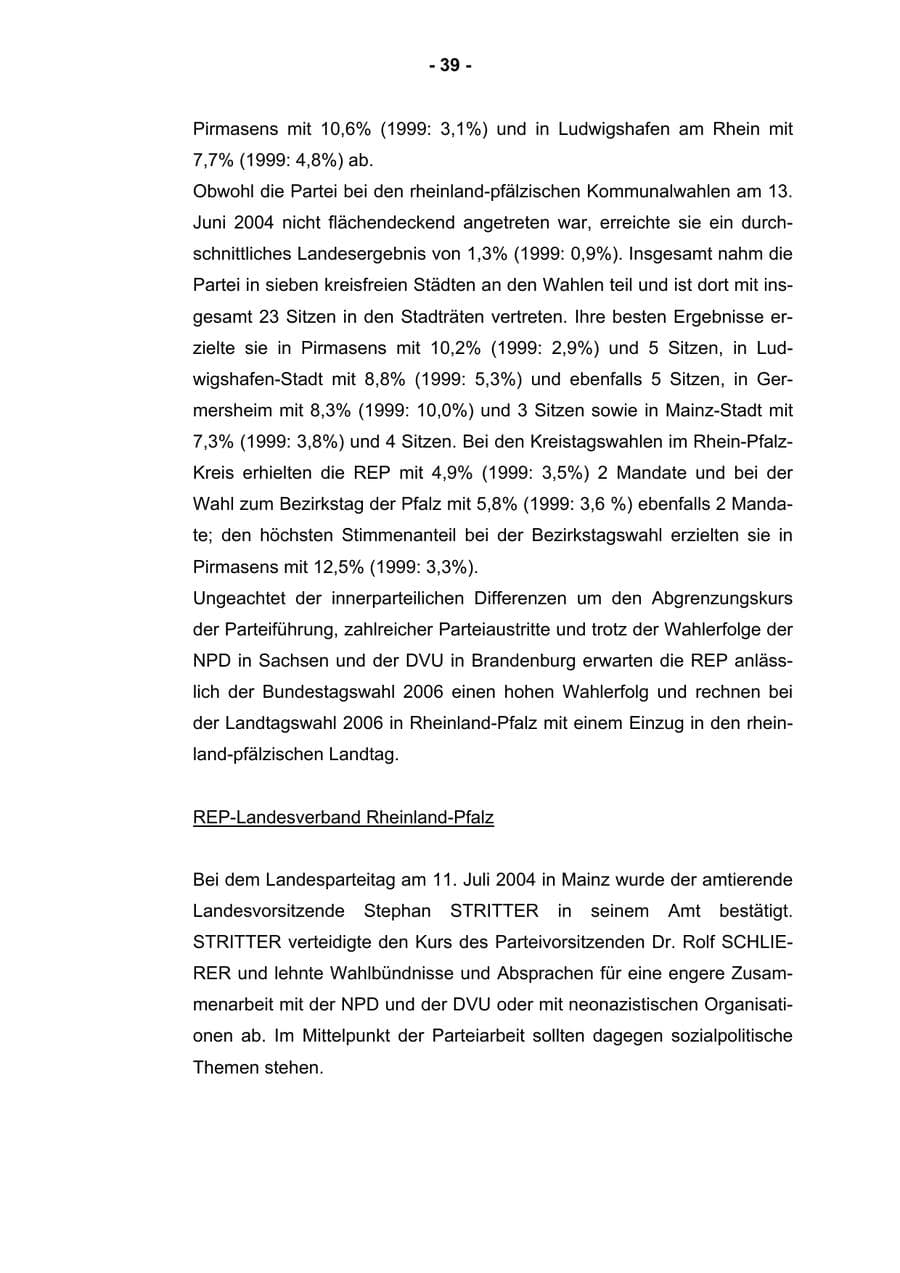 Seite 41 des Verfassungsschutzbericht 2004 Rheinland-Pfalz