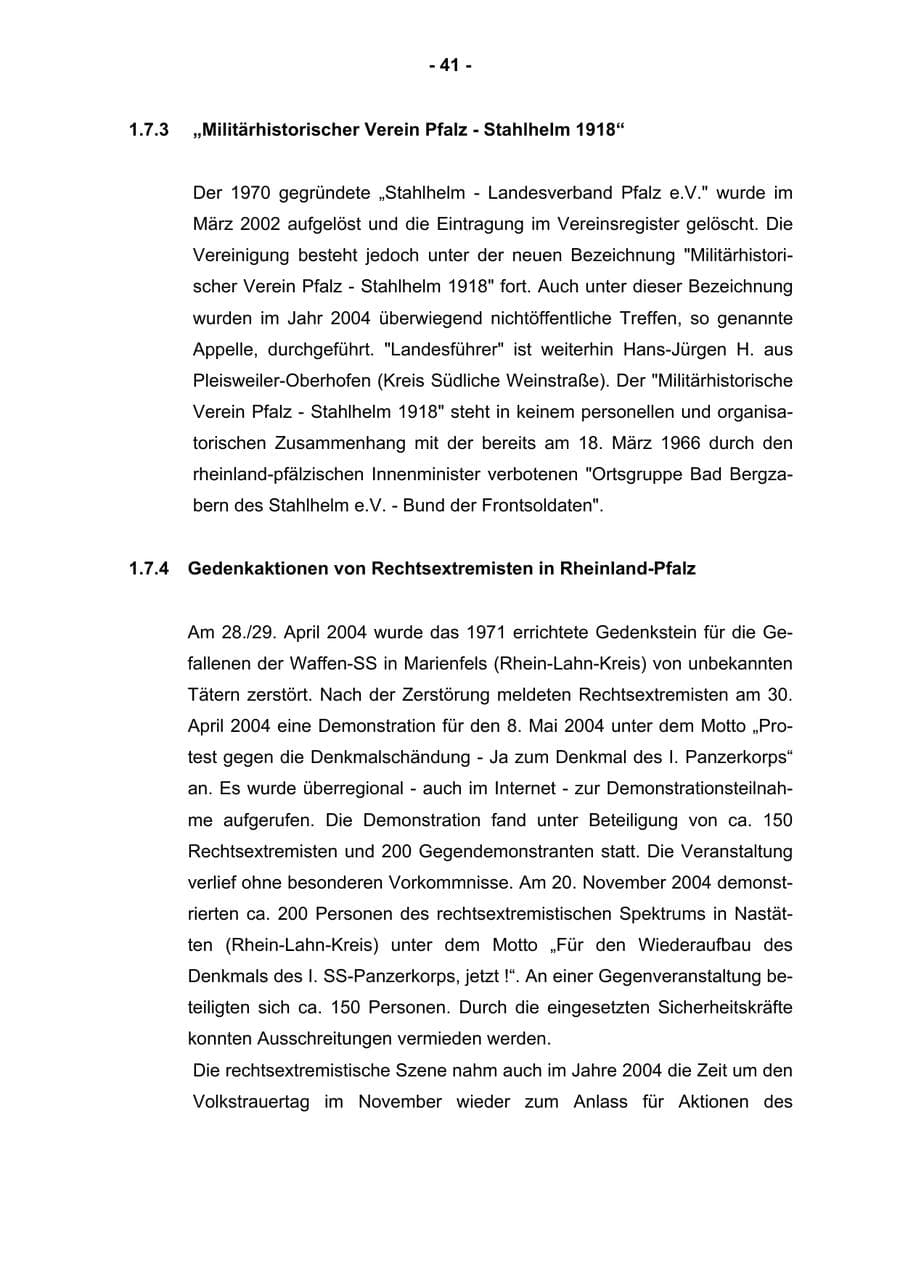 Seite 43 des Verfassungsschutzbericht 2004 Rheinland-Pfalz