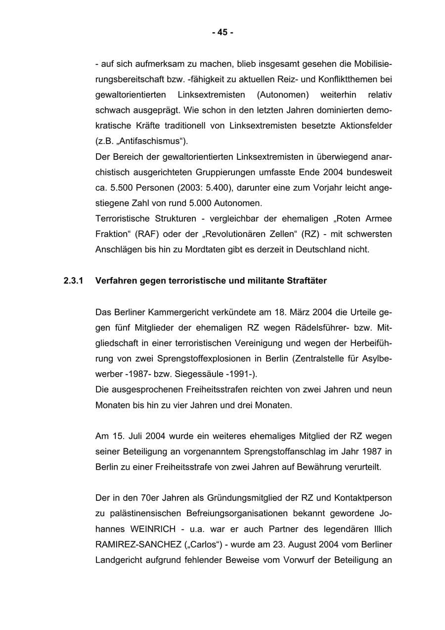 Seite 47 des Verfassungsschutzbericht 2004 Rheinland-Pfalz
