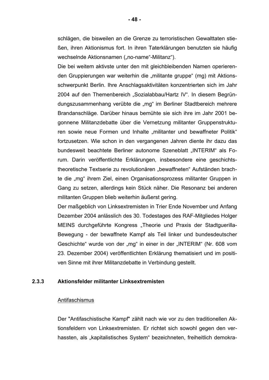 Seite 50 des Verfassungsschutzbericht 2004 Rheinland-Pfalz