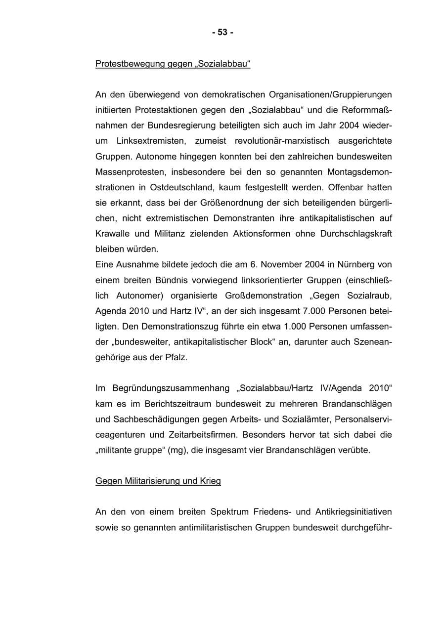 Seite 55 des Verfassungsschutzbericht 2004 Rheinland-Pfalz