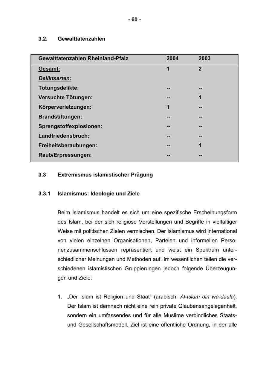 Seite 62 des Verfassungsschutzbericht 2004 Rheinland-Pfalz