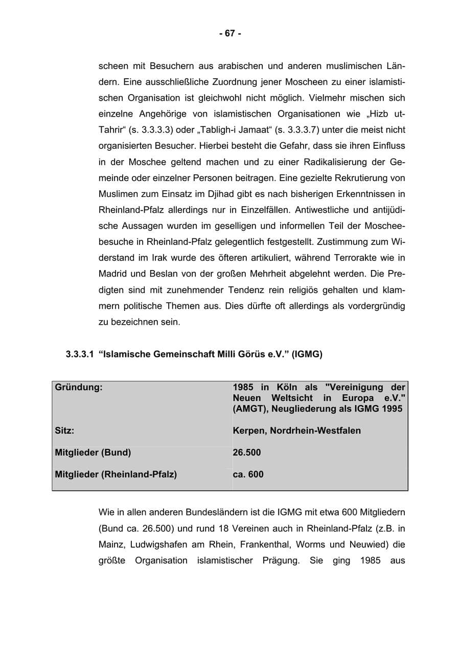 Seite 69 des Verfassungsschutzbericht 2004 Rheinland-Pfalz