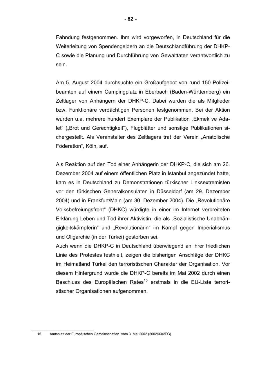 Seite 84 des Verfassungsschutzbericht 2004 Rheinland-Pfalz