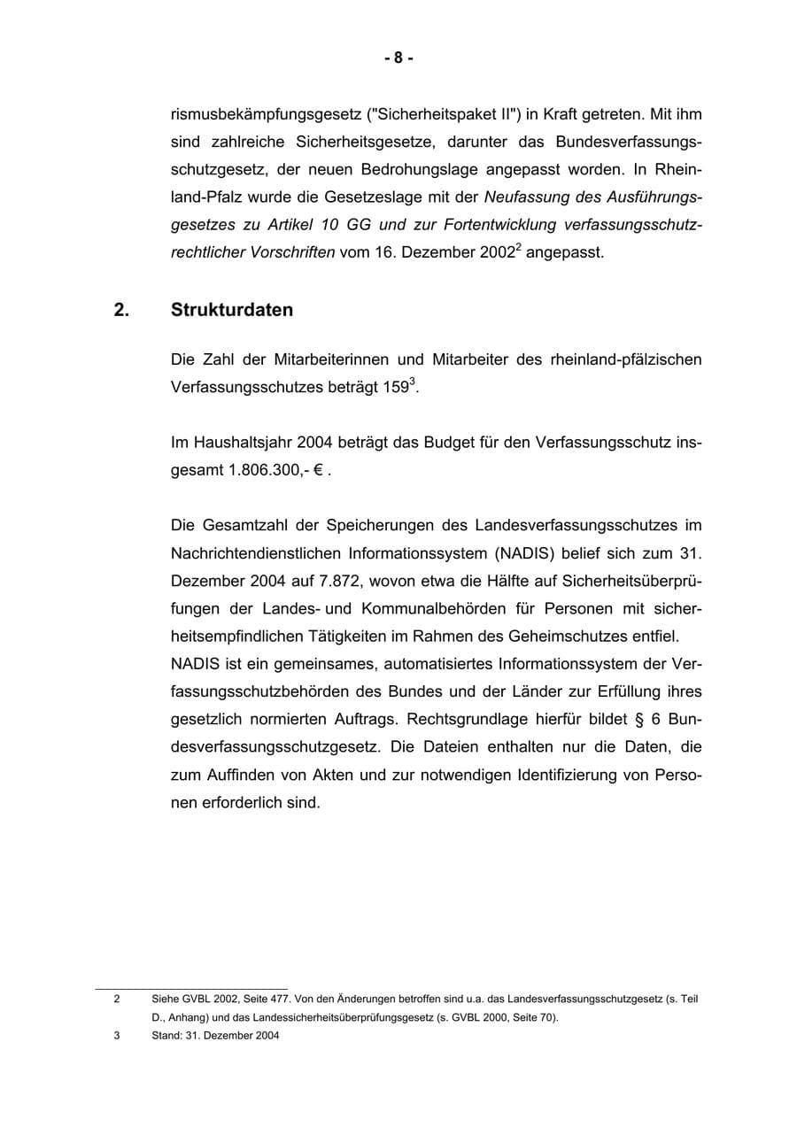 Seite 10 des Verfassungsschutzbericht 2004 Rheinland-Pfalz