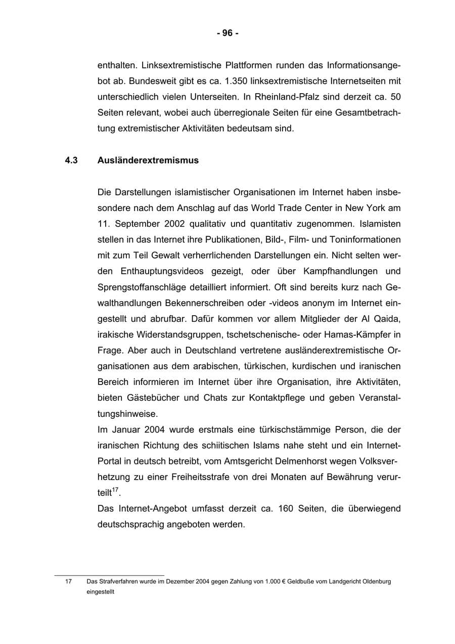 Seite 98 des Verfassungsschutzbericht 2004 Rheinland-Pfalz