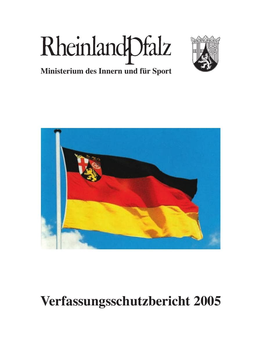 Seite 1 des Verfassungsschutzbericht 2005 Rheinland-Pfalz