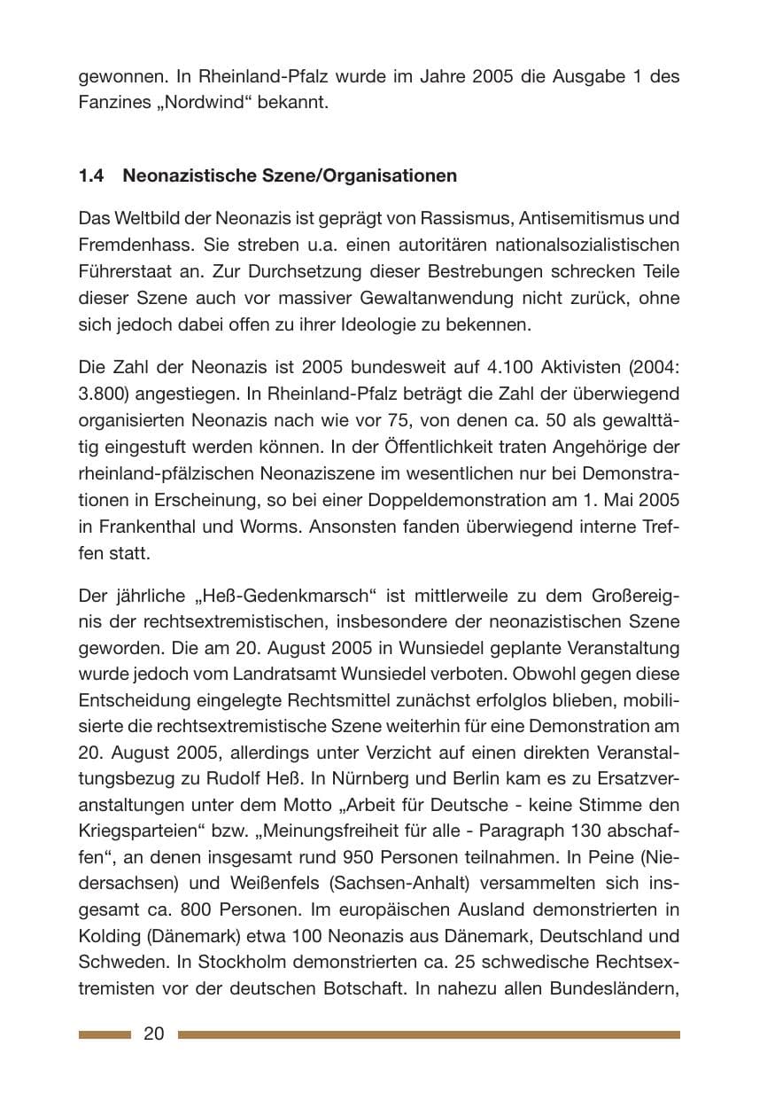 Seite 22 des Verfassungsschutzbericht 2005 Rheinland-Pfalz