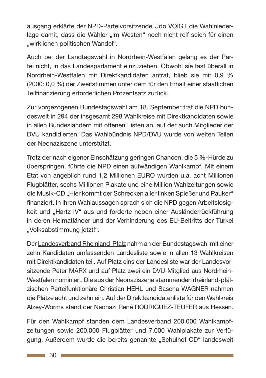 Seite 32 des Verfassungsschutzbericht 2005 Rheinland-Pfalz
