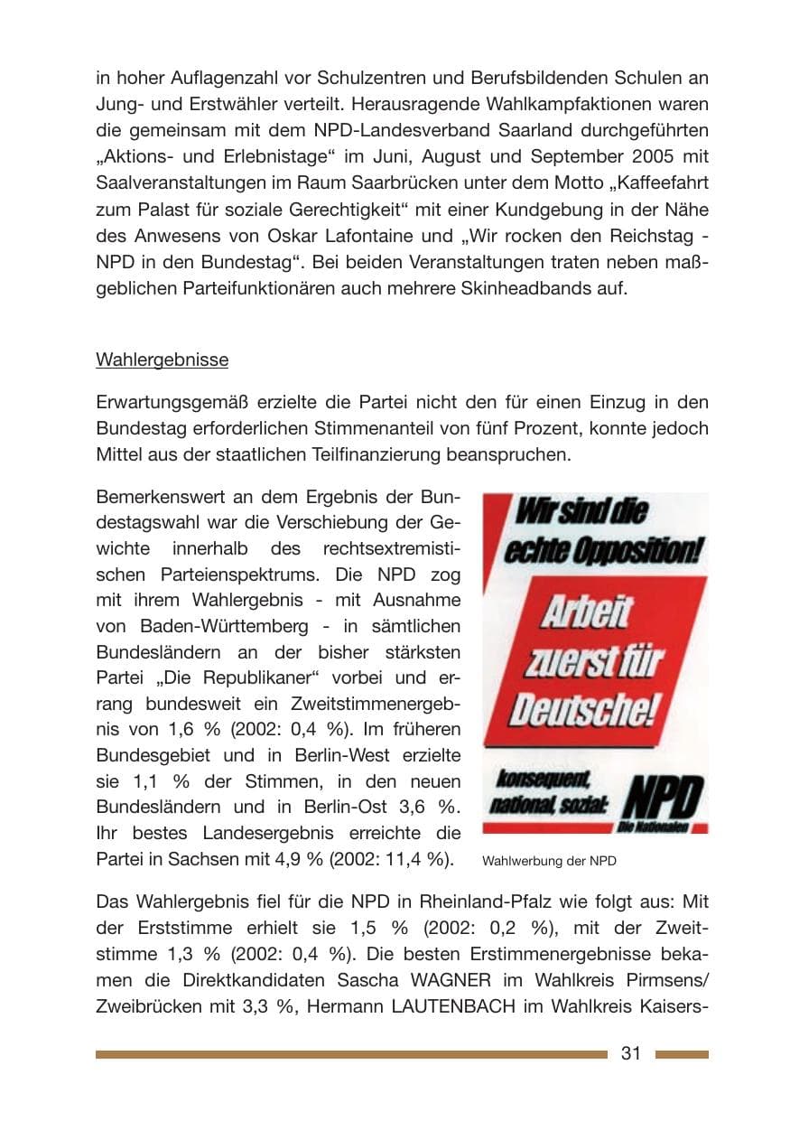 Seite 33 des Verfassungsschutzbericht 2005 Rheinland-Pfalz