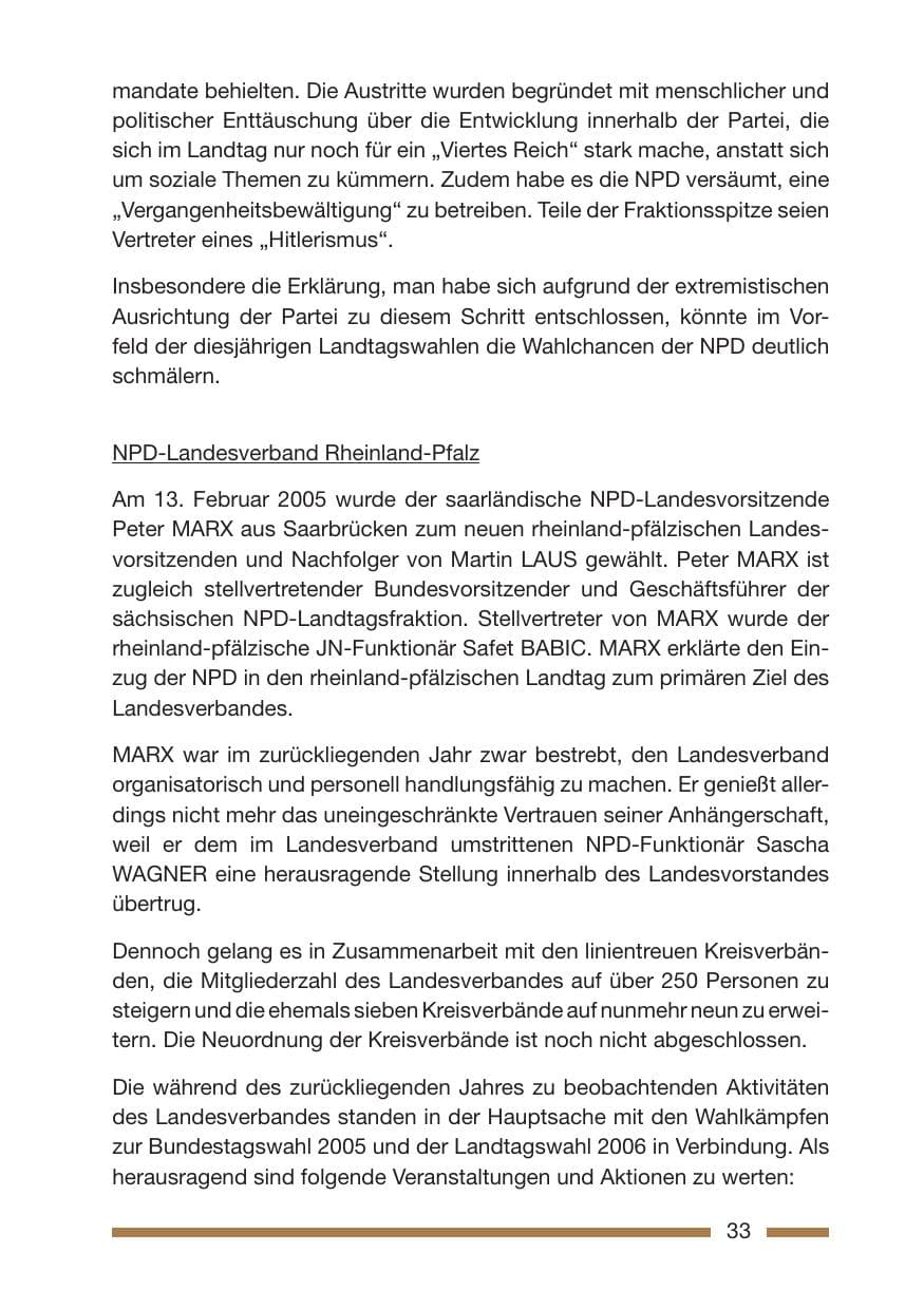 Seite 35 des Verfassungsschutzbericht 2005 Rheinland-Pfalz