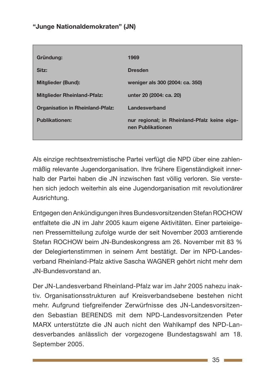 Seite 37 des Verfassungsschutzbericht 2005 Rheinland-Pfalz