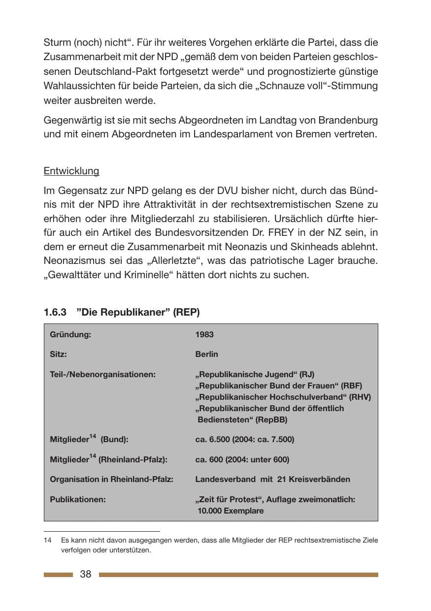 Seite 40 des Verfassungsschutzbericht 2005 Rheinland-Pfalz