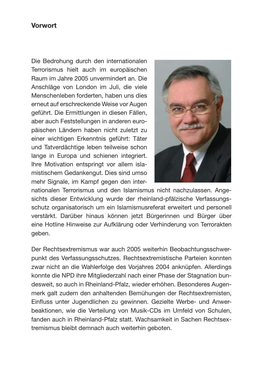 Seite 5 des Verfassungsschutzbericht 2005 Rheinland-Pfalz