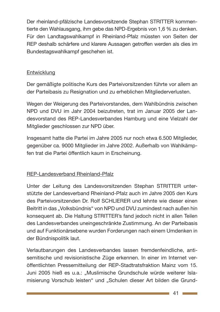 Seite 43 des Verfassungsschutzbericht 2005 Rheinland-Pfalz