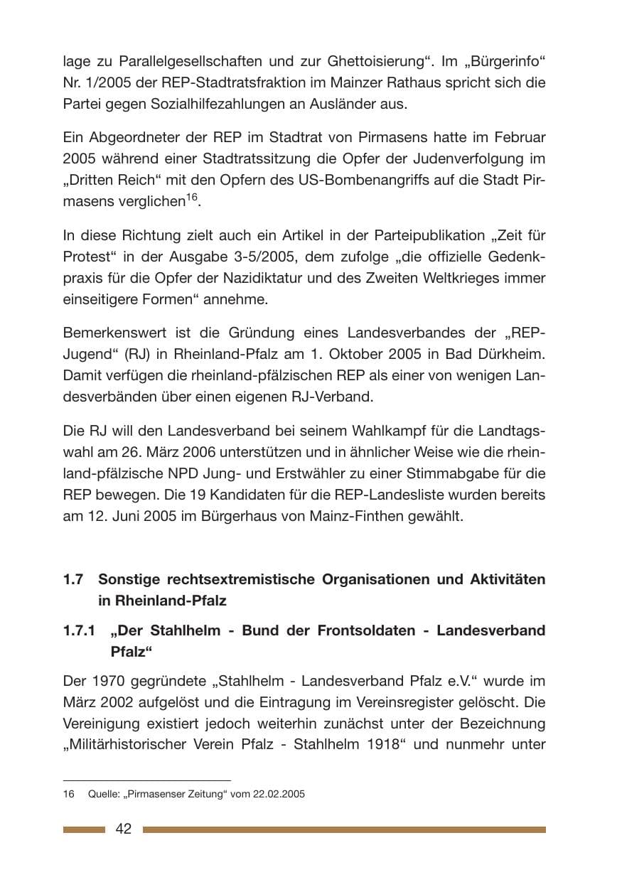 Seite 44 des Verfassungsschutzbericht 2005 Rheinland-Pfalz