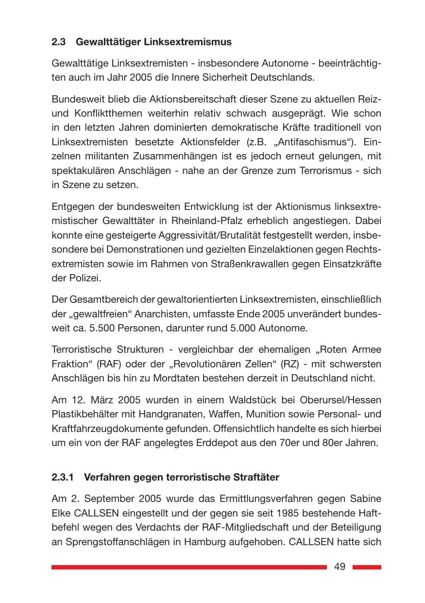 Seite 51 des Verfassungsschutzbericht 2005 Rheinland-Pfalz