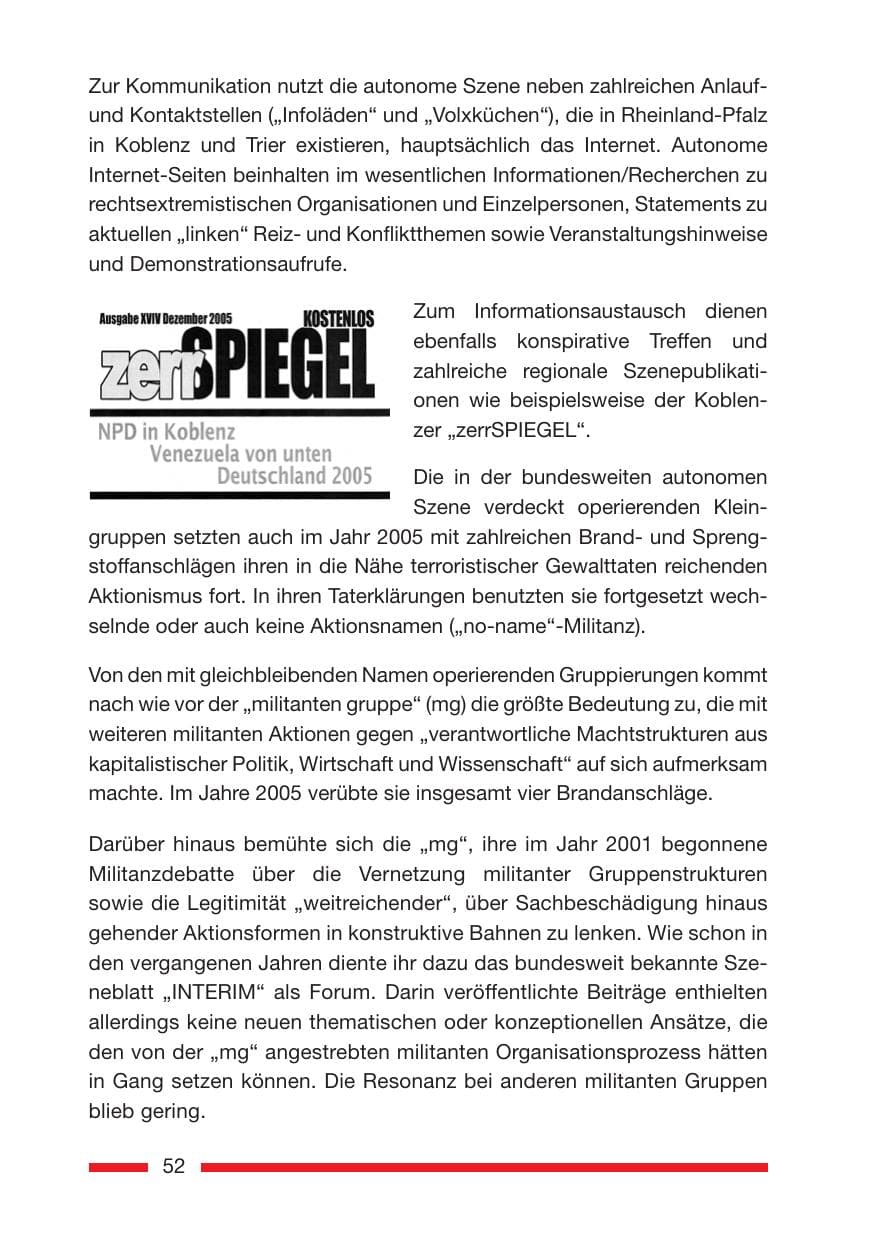 Seite 54 des Verfassungsschutzbericht 2005 Rheinland-Pfalz