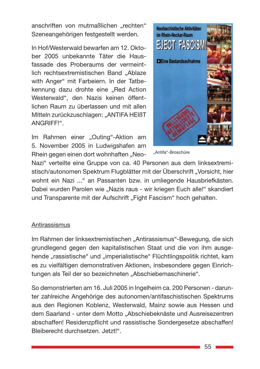 Seite 57 des Verfassungsschutzbericht 2005 Rheinland-Pfalz