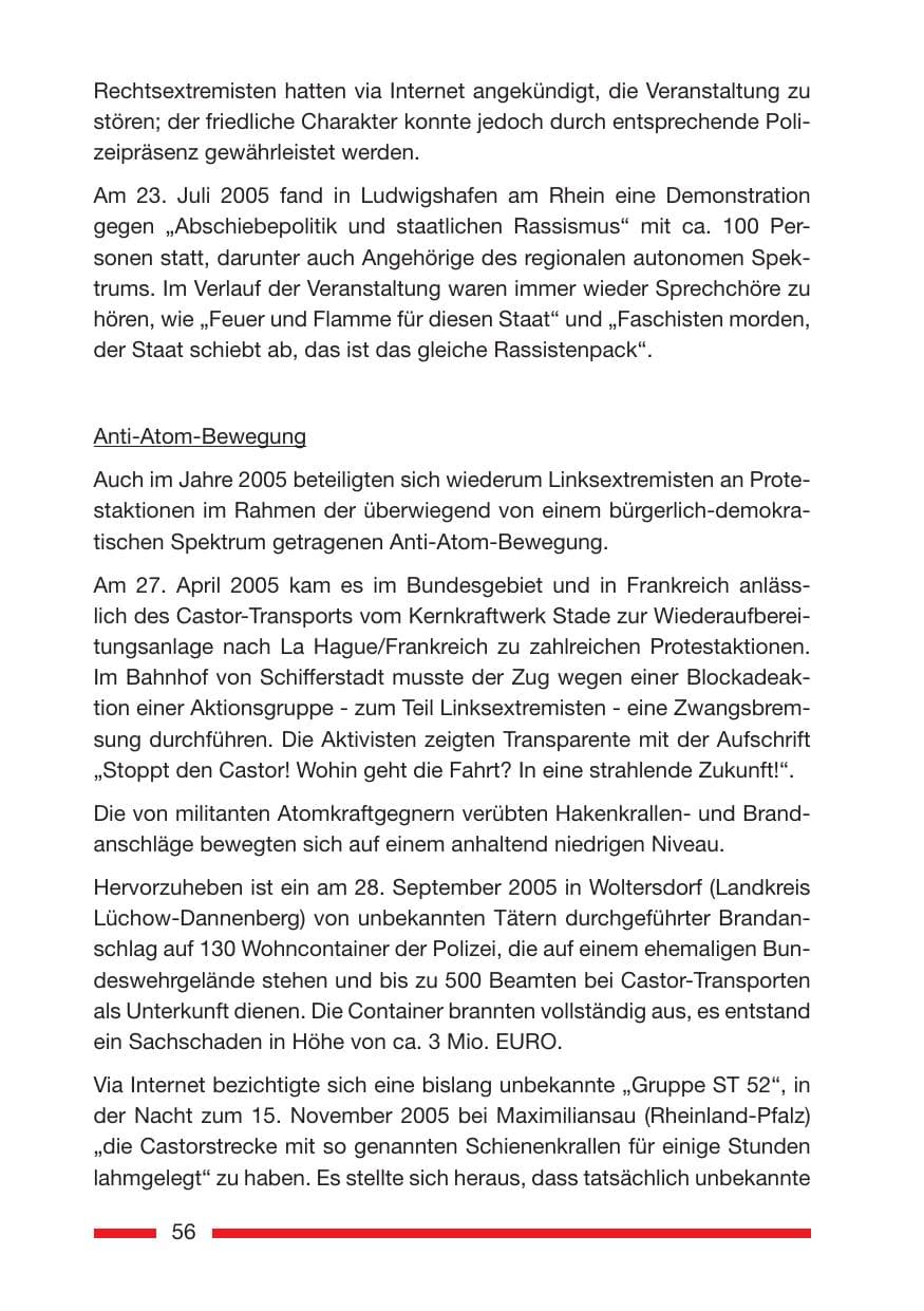Seite 58 des Verfassungsschutzbericht 2005 Rheinland-Pfalz