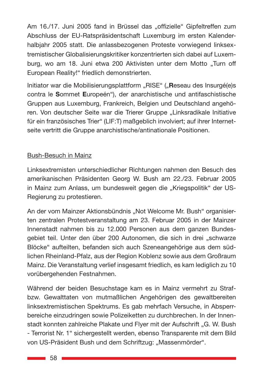 Seite 60 des Verfassungsschutzbericht 2005 Rheinland-Pfalz