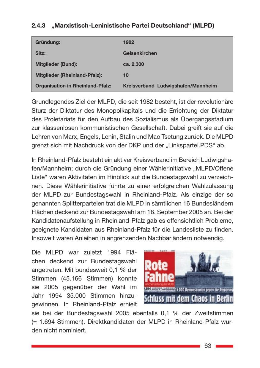 Seite 65 des Verfassungsschutzbericht 2005 Rheinland-Pfalz