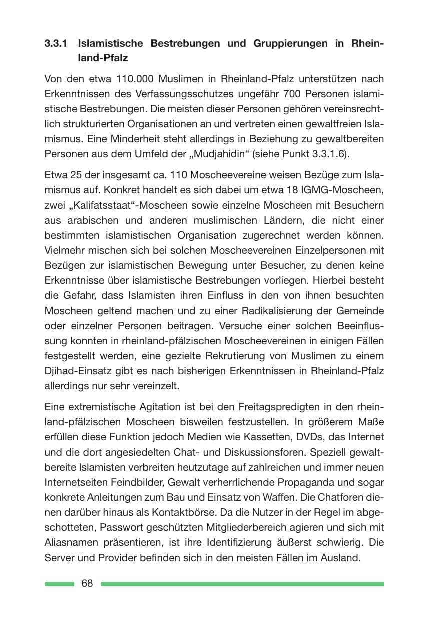Seite 70 des Verfassungsschutzbericht 2005 Rheinland-Pfalz